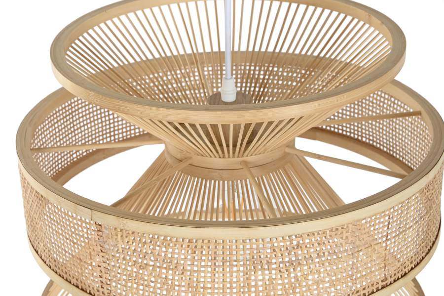 Lámpara de techo bambú ratán - Imagen 2