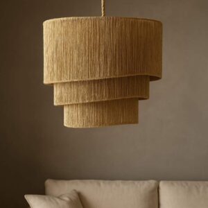 Lámpara de techo cuerda metal natural marrón