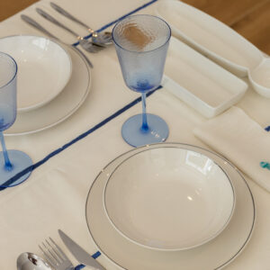 Vajilla Metropolis Fascetta Platino porcelana italiana 18 piezas